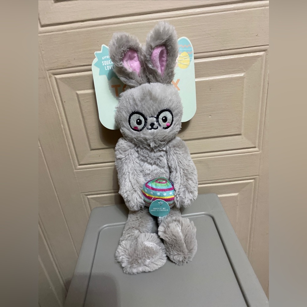 Fringe Bunny Easter Dog Toy With Squeaker.